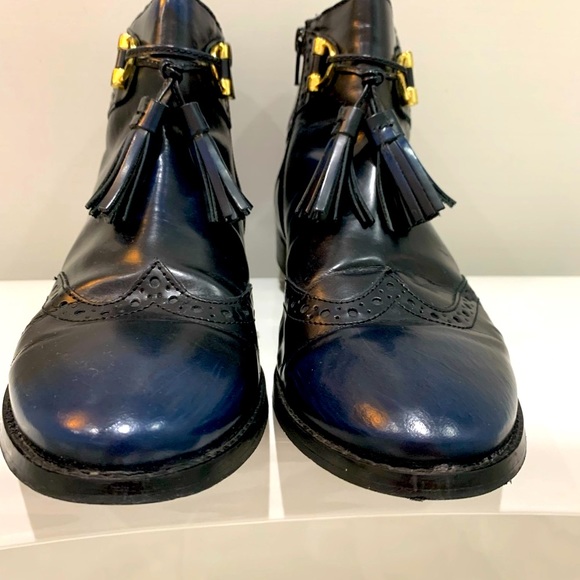 ASOS ALYA Leather Navy Tassel Ankle Boots size 10 - Picture 4 of 11